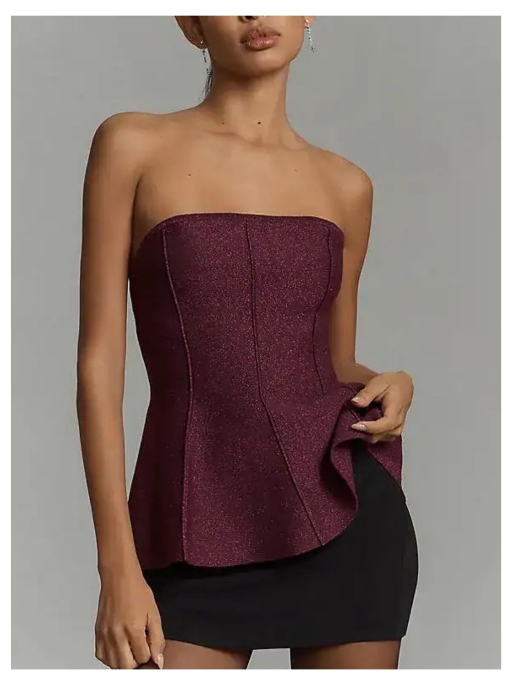 NWT PILCRO Hourglass Sparkly Sweater Tank in Mulberry